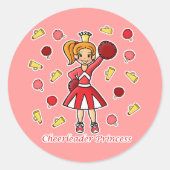 Cheerleader Princess Ronde Sticker (Voorkant)