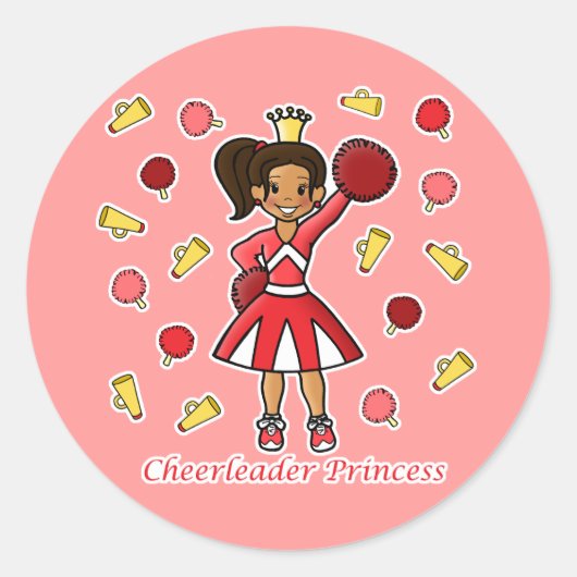 Cheerleader Princess Ronde Sticker (Voorkant)