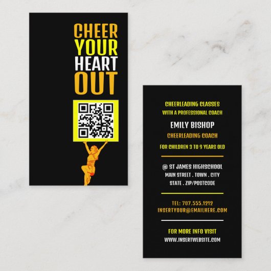 Cheerleader QR-codenummer, Cheerleader Coach Visitekaartje (Voorkant / Achterkant)