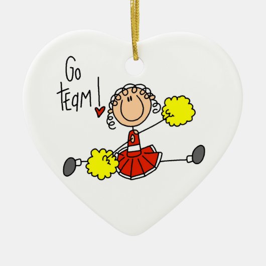 Cheerleader Red Go Team Keramisch Ornament (Voorkant)