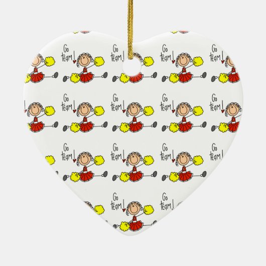 Cheerleader Red Go Team Keramisch Ornament (Achterkant)