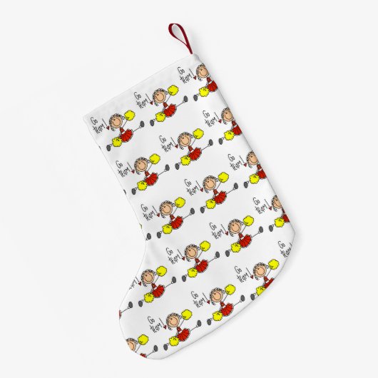 Cheerleader Red Go Team Kleine Kerstsok (Achterkant (Hangend))