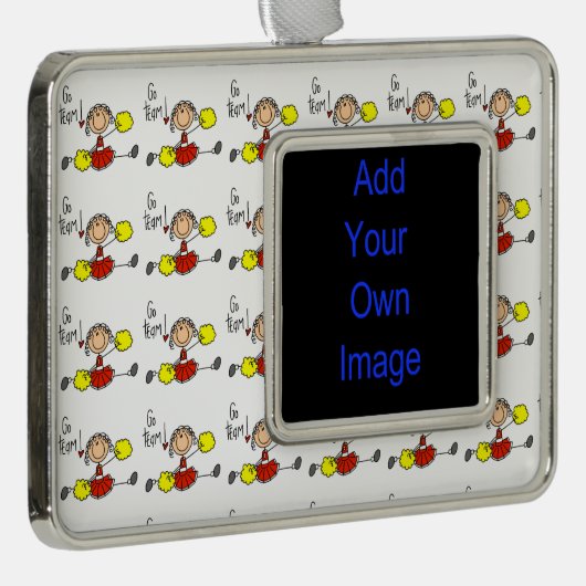 Cheerleader Red Go Team Verzilverd Omlijst Ornament (Rechts)