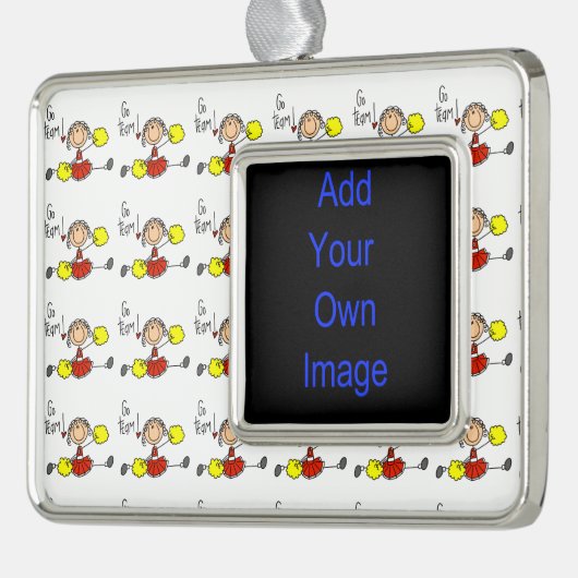 Cheerleader Red Go Team Verzilverd Omlijst Ornament (Links)