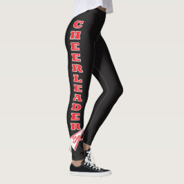 Cheerleader Red Typography Letters Leggings