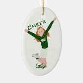 Cheerleader Redhead Green & White Keramisch Ornament (Rechts)