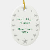 Cheerleader Redhead Green & White Keramisch Ornament (Achterkant)