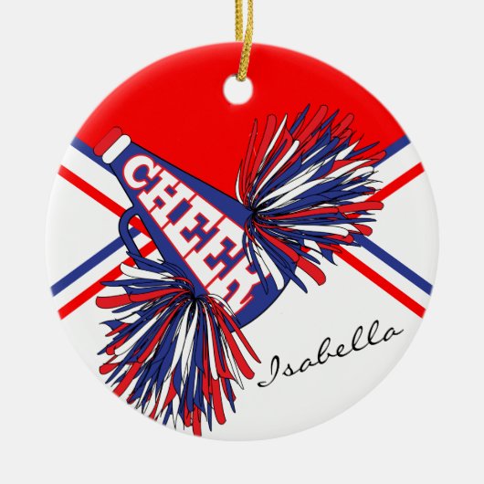 Cheerleader - Rood, wit en blauw Keramisch Ornament (Voorkant)