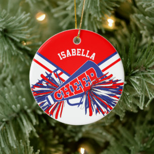 Cheerleader 📣 💖 - rood, wit en blauw keramisch ornament