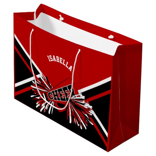 Cheerleader 📣 - Rood, Wit en Zwart - Groot Cadeauzakje (Voorkant Gekanteld)