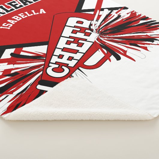 Cheerleader 📣 - rood, wit en zwart sherpa deken (3/4)