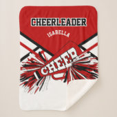 Cheerleader 📣 - rood, wit en zwart sherpa deken (Voorkant)