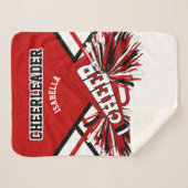 Cheerleader 📣 - rood, wit en zwart sherpa deken (Voorkant (horizontaal))