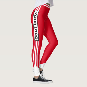 Cheerleader Rood Wit Streep Team Logo Sports Leggings