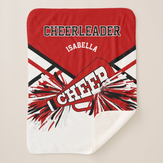 Cheerleader 📣 Rood, Wit & Zwart Sherpa Deken (Voorkant)