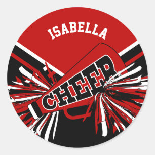 📣 Cheerleader -Rood, Zwart en Wit Ronde Sticker