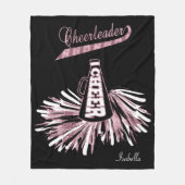 Cheerleader 📣 💖 - roze glitter en zwart fleece deken (Voorkant)
