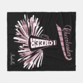 Cheerleader 📣 💖 - roze glitter en zwart fleece deken (Voorkant (Horizontaal))