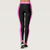 Cheerleader Roze Zwart Brede Gestreepte Foto Logo Leggings (Achterkant)