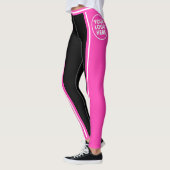 Cheerleader Roze Zwart Brede Gestreepte Foto Logo Leggings (Links)
