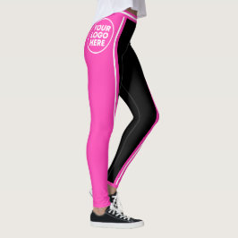 Cheerleader Roze Zwart Brede Gestreepte Foto Logo Leggings