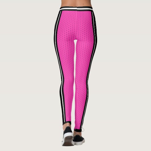 Cheerleader Roze Zwart Breed Gestreepte Varsity Sp Leggings (Achterkant)