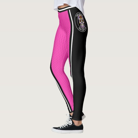Cheerleader Roze Zwart Breed Gestreepte Varsity Sp Leggings (Links)