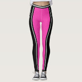 Cheerleader Roze Zwart Breed Gestreepte Varsity Sp Leggings (Voorkant)