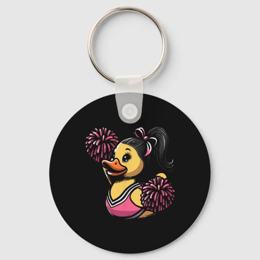 Cheerleader Rubber Eend Cheerleading Eendje Sleutelhanger (Voorkant)