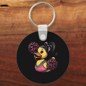 Cheerleader Rubber Eend Cheerleading Eendje Sleutelhanger (Voorkant)