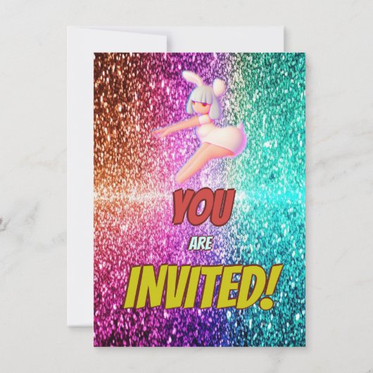 Cheerleader Schattig Konijn Pompom Feestelijke uit Kaart (Achterkant)