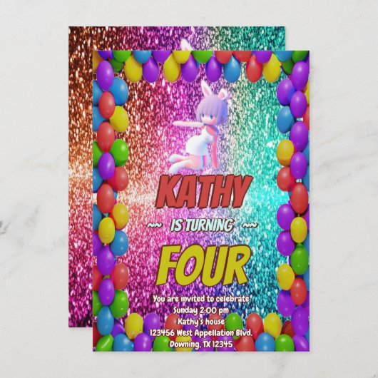 Cheerleader Schattige Bunny Pompom Leuke verjaarda Kaart (Voorkant / Achterkant)