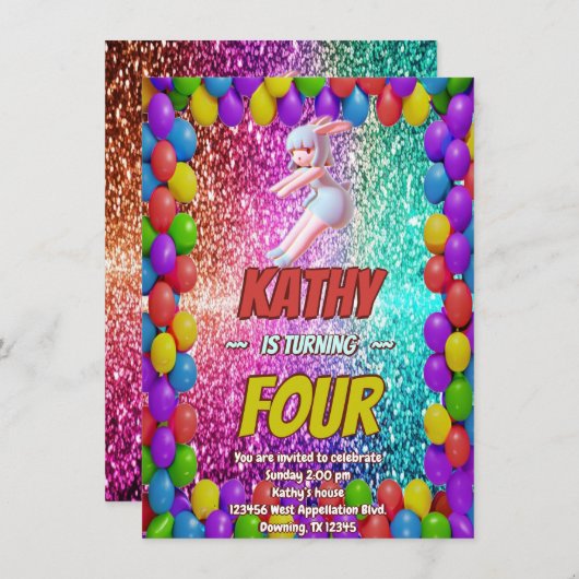 Cheerleader Schattige Bunny Pompom Leuke verjaarda Kaart (Voorkant / Achterkant)