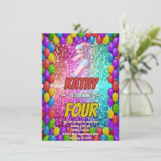 Cheerleader Schattige Bunny Pompom Leuke verjaarda Kaart (Staand voorkant)