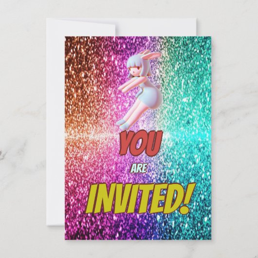 Cheerleader Schattige Bunny Pompom Leuke verjaarda Kaart (Achterkant)