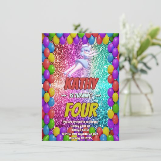 Cheerleader Schattige Bunny Pompom Leuke verjaarda Kaart (Staand voorkant)