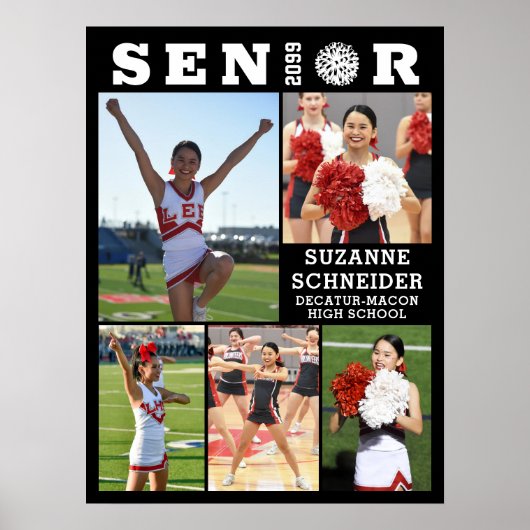 Cheerleader Senior Afstuderen 5 Fotocollage Poster (Voorkant)