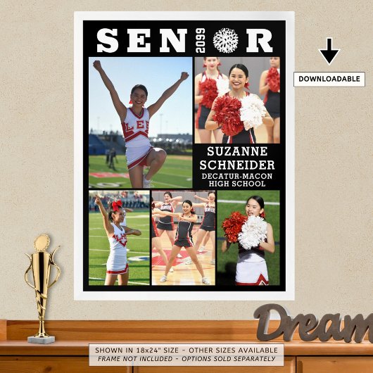 Cheerleader Senior Afstuderen 5 Fotocollage Poster
