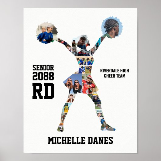 Cheerleader Silhouette Cheer Team Photo Collage Poster (Voorkant)