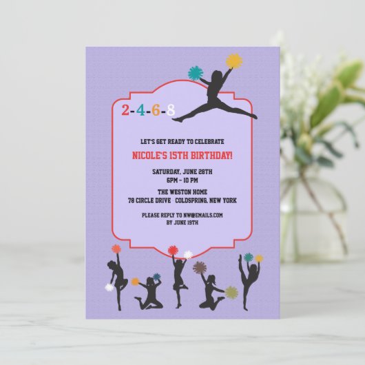 Cheerleader Silhouette - uitnodiging (Staand voorkant)