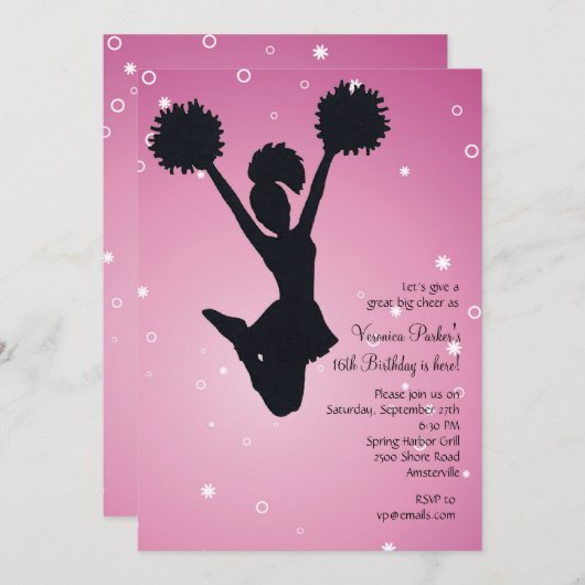 Cheerleader Silhouette - uitnodiging (Voorkant / Achterkant)