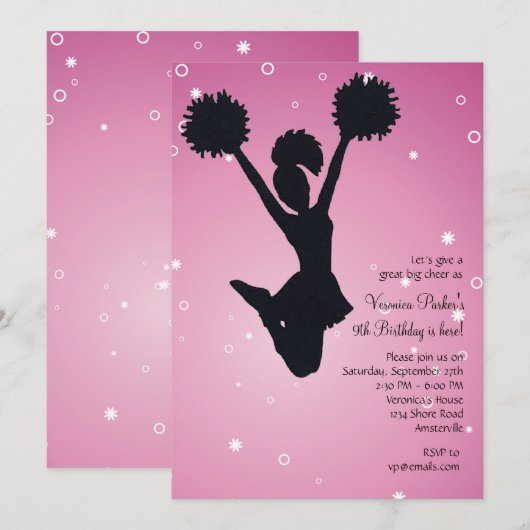 Cheerleader Silhouette - uitnodiging (Voorkant / Achterkant)