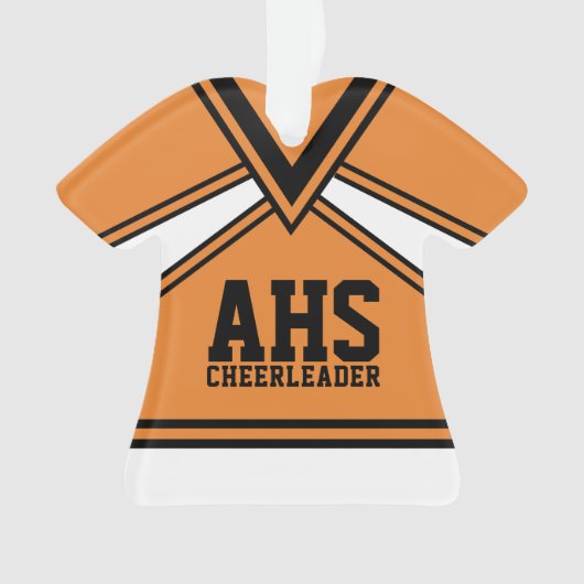 Cheerleader Sinaasappel en zwart met Varsity Lette Ornament (voorkant)