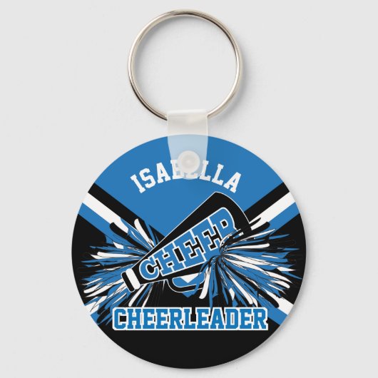 Cheerleader Spirit - blauw, zwart en wit Sleutelhanger (Voorkant)
