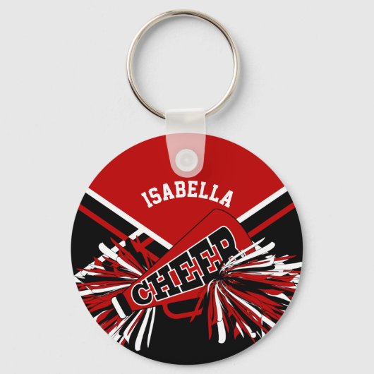 Cheerleader Spirit - Donkerrood, zwart en wit Sleutelhanger (Voorkant)