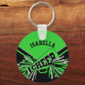 Cheerleader Spirit - Green, Silver en Black Sleutelhanger (Voorkant)