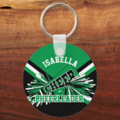 Cheerleader Spirit - groen, zwart en wit Sleutelhanger (Voorkant)
