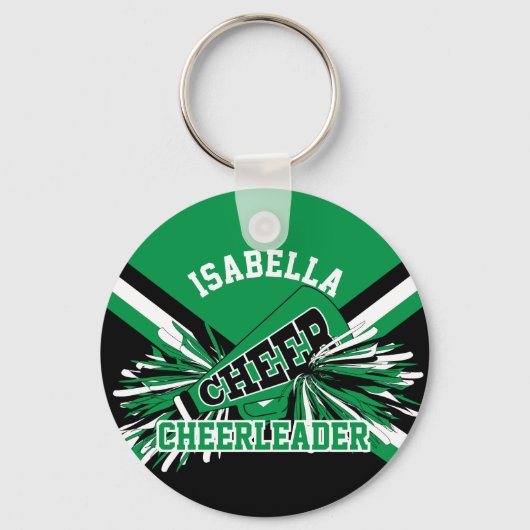 Cheerleader Spirit - groen, zwart en wit Sleutelhanger (Achterkant)