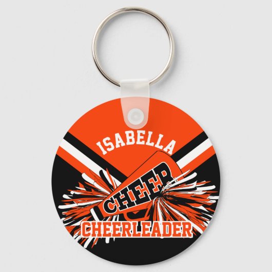 Cheerleader Spirit - Oranje, zwart en wit Sleutelhanger (Voorkant)
