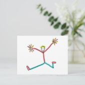 Cheerleader Springende Stick Figure Briefkaart (Staand voorkant)